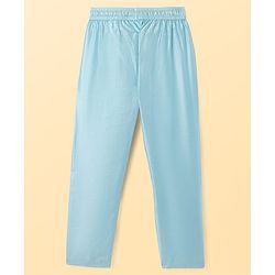Pine Kids Woven Full Sleeves Kurta Pyjama Set With Floral Embroidered Jacket - Light Blue