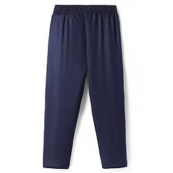 Pine Kids Woven Full Sleeves Kurta Pyjama Set With Lace Detailing - Navy Blue