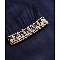 Pine Kids Woven Full Sleeves Kurta Pyjama Set With Lace Detailing - Navy Blue