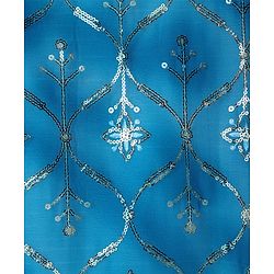 Pine Kids Woven Full Sleeves Kurta Pyjama Set With Sequin Detailing - Blue