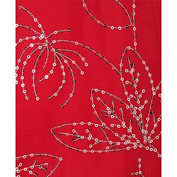 Pine Kids Woven Full Sleeves Floral & Sequinned Detailing Kurta & Pyjama Set - Red