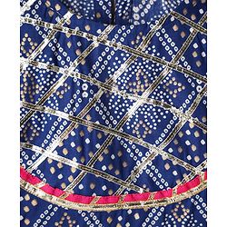 Pine Kids Rayon Woven Full Sleeves Choli Lehenga Set & Dupatta With Bandhani Print & Lace Detailing - Blue