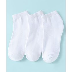 Pine Kids Knit Low Ankle Length School Socks Pack of 3 - White