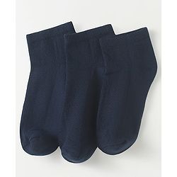Pine Kids Knit Low Ankle Length School Socks Pack of 3 - Navy Blue