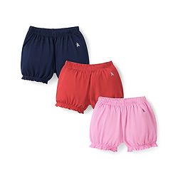 Pine Kids Cotton Knit Solid Color Bloomers With Pack of 3 - Color May Vary