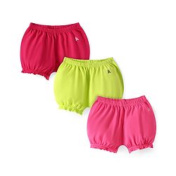 Pine Kids Cotton Elastane Knit Solid Bloomers Pack of 3 (Color may vary)