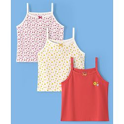 Pine Kids Cotton Knit Singlet Slips with Floral Print Pack Of 3 - Color May Vary