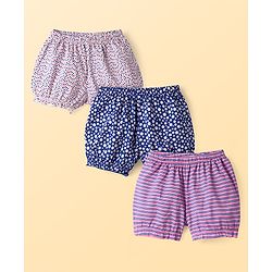 Pine Kids Cotton Knit Bloomers With Stripes & Star Print Pack 3 - Color May Vary