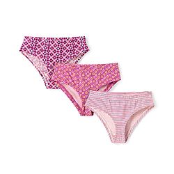 Pine Kids Cotton Elastane Knit Panties with Hearts Print & Stripes Pack of 3 (Color May Vary)