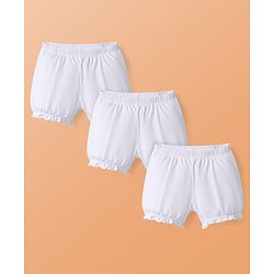 Pine Kids Cotton Knit Solid Color Bloomers Pack 3 - White