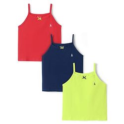 Pine Kids Cotton Elastane Knit Singlet Sleeves So;id Color Slips Pack of 3 (Color May Vary)