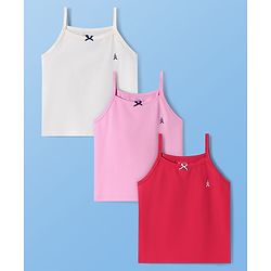 Pine Kids Cotton Elastane Singlet Sleeves Solid Color Slips Pack of 3 (Color May Vary)