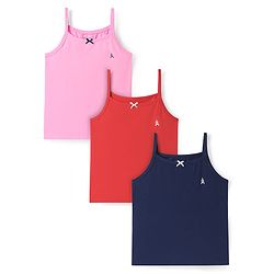Pine Kids Cotton Elastane Knit Singlet Sleeves Solid Colors Slips Pack of 3 (Color May Vary)