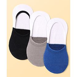 Pine Active Cotton Knit No Show Slip In Socks - Black Grey & Blue