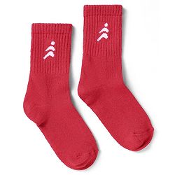 Pine Active Cotton Lycra Knit Breathable Athletic Logo Designed Socks Pack Of 3 - Black Red & Blue