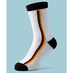 Pine Active Cotton Lycra Knit Breathable Athletic Calf Length Socks With Logo Design Pack of 3 - Red, Yellow & White