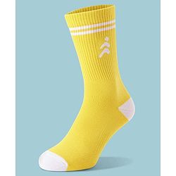 Pine Active Cotton Lycra Knit Breathable Athletic Calf Length Socks With Logo Design Pack of 3 - Red, Yellow & White