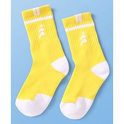 Pine Active Cotton Lycra Knit Breathable Athletic Calf Length Socks With Logo Design Pack of 3 - Red, Yellow & White