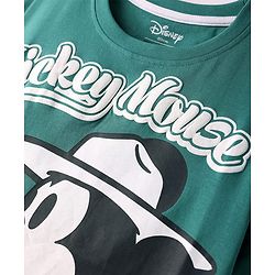 Pine Kids Disney Single Jersey Knit Half Sleeves Oversize Drop Shoulder T-Shirt With Mickey Mouse Graphic And Badge Detailing - Olive Green