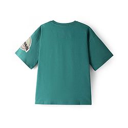 Pine Kids Disney Single Jersey Knit Half Sleeves Oversize Drop Shoulder T-Shirt With Mickey Mouse Graphic And Badge Detailing - Olive Green