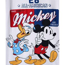 Pine Kids Disney Single Jersey Knit Half Sleeves Oversized Drop Shoulder T-Shirt With Mickey & Friends Graphic - White
