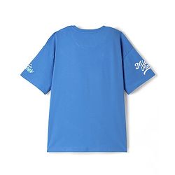 Pine Kids Disney Single Jersey Knit Half Drop Shoulder Sleeves T-Shirt with Mickey Mouse Graphics - Blue