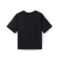 Pine Kids Lucas Single Jersey Knit Half Drop Shoulder Sleeves Oversized T-Shirt with Star Wars Holographic - Black