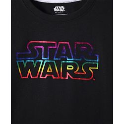 Pine Kids Lucas Single Jersey Knit Half Drop Shoulder Sleeves Oversized T-Shirt with Star Wars Holographic - Black