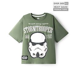 Pine Kids Lucas Single Jersey Knit Half Sleeves Drop Shoulder T-Shirt With Storm Trooper Graphic - Olive Green