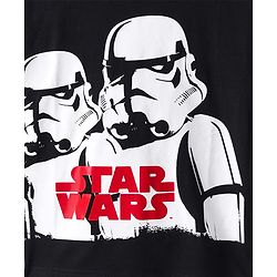 Pine Kids Lucas Single Jersey Knit Half Sleeves Oversized Drop Shoulder T-Shirt With Storm Trooper Graphic & Gel Print Detailing - Black