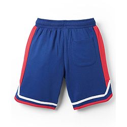 Pine Kids Marvel Terry Knit Knee Length Cut & Sew Shorts With Avengers Graphics & Badge Detailing - Blue