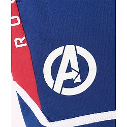 Pine Kids Marvel Terry Knit Knee Length Cut & Sew Shorts With Avengers Graphics & Badge Detailing - Blue