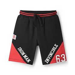 Pine Kids Marvel Single Jersey Knit Half Sleeves Oversized Drop Shoulder Raglan T-Shirt And Shorts Set With Avengers Graphics - Red & Black