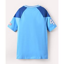 Pine Kids Marvel Single Jersey Knit Half Sleeves Oversized Drop Shoulder Raglan T-Shirt And Shorts With Avengers Captain America Graphics - Blue