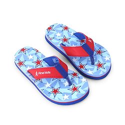 Pine Kids Slip On Flip Flops  with Stars Print - Light Blue & Red