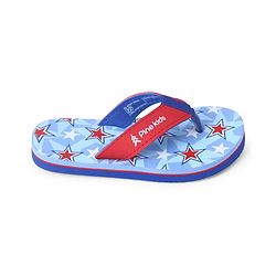 Pine Kids Slip On Flip Flops  with Stars Print - Light Blue & Red