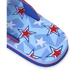 Pine Kids Slip On Flip Flops  with Stars Print - Light Blue & Red