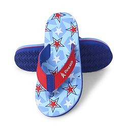 Pine Kids Slip On Flip Flops  with Stars Print - Light Blue & Red