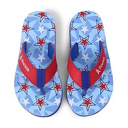 Pine Kids Slip On Flip Flops  with Stars Print - Light Blue & Red