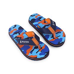 Pine Kids Slip On Flip Flops  with Camouflage Print - Blue