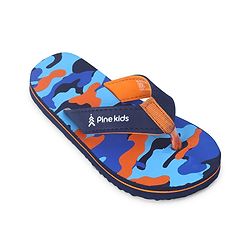 Pine Kids Slip On Flip Flops  with Camouflage Print - Blue