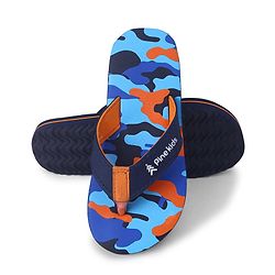 Pine Kids Slip On Flip Flops  with Camouflage Print - Blue