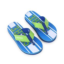 Pine Kids Slip On Flip Flops  with Soccer Print - Blue & Green