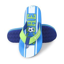 Pine Kids Slip On Flip Flops  with Soccer Print - Blue & Green