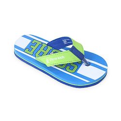 Pine Kids Slip On Flip Flops  with Soccer Print - Blue & Green