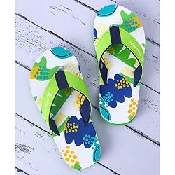 Pine Kids Slip On Flip Flops with Abstract Print - Yellow & Green