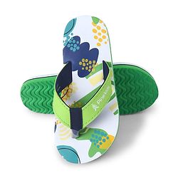 Pine Kids Slip On Flip Flops with Abstract Print - Yellow & Green