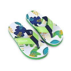 Pine Kids Slip On Flip Flops with Abstract Print - Yellow & Green