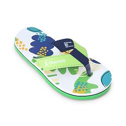Pine Kids Slip On Flip Flops with Abstract Print - Yellow & Green