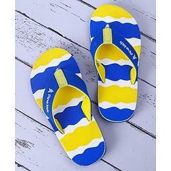 Pine Kids Slip On Flip Flops with Print -  Blue & Yellow